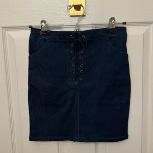 Forever 21 Dark Denim Lace-up Skirt, S
